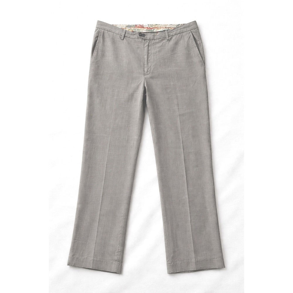 Tommy Bahama Silk Blend Pants Mens 40x32 GreyBeige Straight Leg Flat Front (122)
